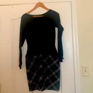 Wool dress with black ribbed top